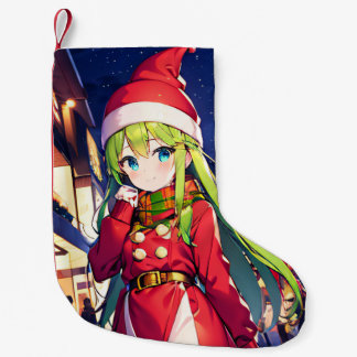 Navideño Pequeño Calcetín de Navidad de Chica de Anime Festivo