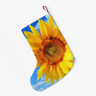 Navideño Pequeño Calcetín de Navidad de Girasoles y Abejas