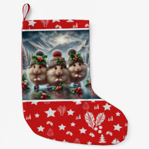 Navideño Pequeño Calcetín de Navidad de Hámster Feliz