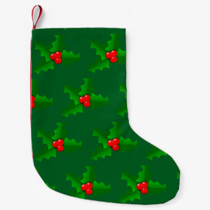 Navideño Pequeño Calcetín de Navidad de Hojas de Acebo