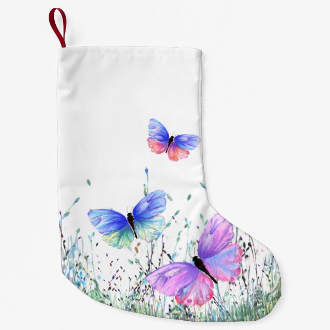 Navideño Pequeño Calcetín de Navidad de Mariposas (Anverso)