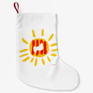 Navideño Pequeño Calcetín de Navidad del Sol de Catalunya, símbolo