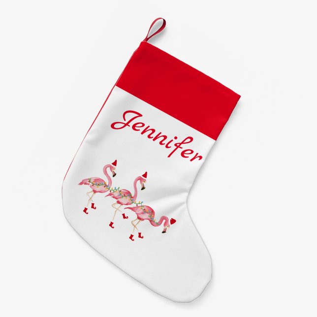 Navideño Pequeño Calcetín de Navidad Monogramado (Frente (Colgado))