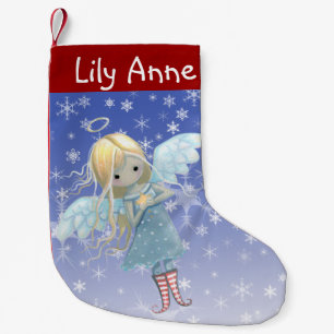 Navideño Pequeño Calcetín de Navidad Personalizado Angelito Estrell