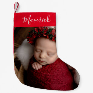 Navideño Pequeño Calcetín de Navidad personalizado con foto y nombr
