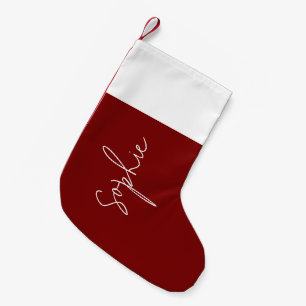 Navideño Pequeño Calcetín de Navidad personalizado de felpa roja pa