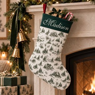 Navideño Pequeño Calcetín de Navidad personalizado de Toile Evergre