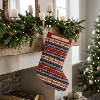 Navideño Pequeño Calcetín de Navidad personalizado Fair Isle nórdic