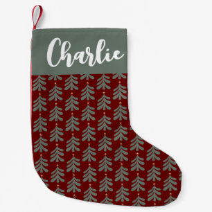 Navideño Pequeño Calcetín de Navidad vintage personalizado con árbo