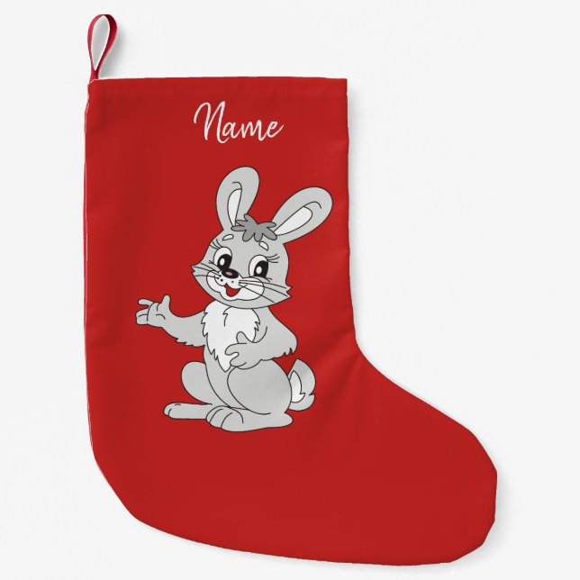 Navideño Pequeño Calcetín navideño. Conejo. (Anverso)