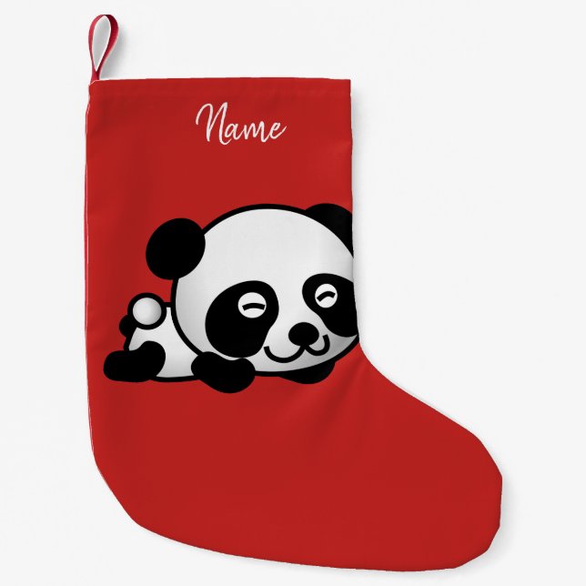 Navideño Pequeño Calcetín navideño. Panda. (Anverso)