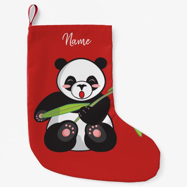Navideño Pequeño Calcetín navideño. Panda. (Anverso)
