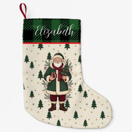 Navideño Pequeño Calcetín Personalizado de Navidad con Nombre y San