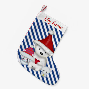 Navideño Pequeño Calcetín Personalizado de Oso Polar, Gatito y Rató