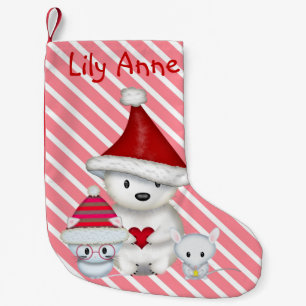 Navideño Pequeño Calcetín Personalizado de Oso Polar, Gatito y Rató