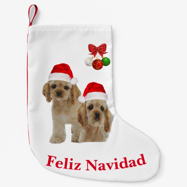 Navideño Pequeño Cocker spaniel Feliz Navidad Calcetín de Navidad (Anverso)
