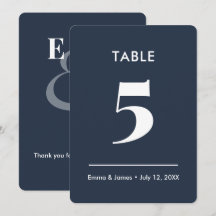 Navy Ampersand Boda | Número de Mesa