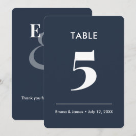 Navy Ampersand Boda | Número de Mesa