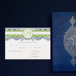 Navy Apple Green Gray Love Birds Wedds Wedds RSVP