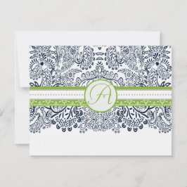Navy Apple Green Gray Love Birds Wedds Wedds RSVP