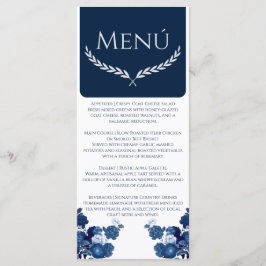 Navy Blue and Dusty Blue Floral Color Block Menu