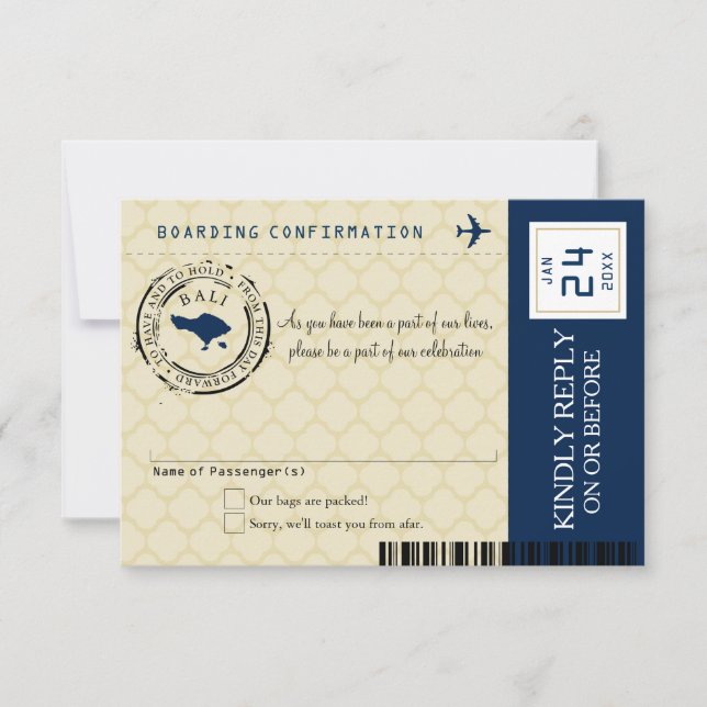 Navy Blue and Gold Wedding RSVP (Anverso)