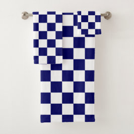 Navy Blue and White Checkerboard Pattern