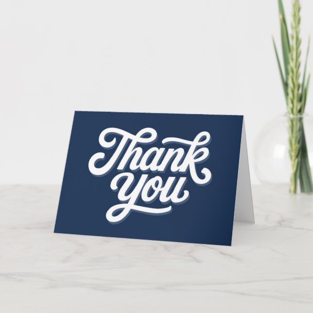 Navy Blue Calligraphy, tarjeta de agradecimiento n (Anverso)
