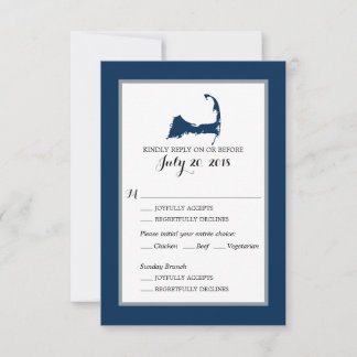 Navy Blue Cape Cod con corazón | Menú RSVP de boda