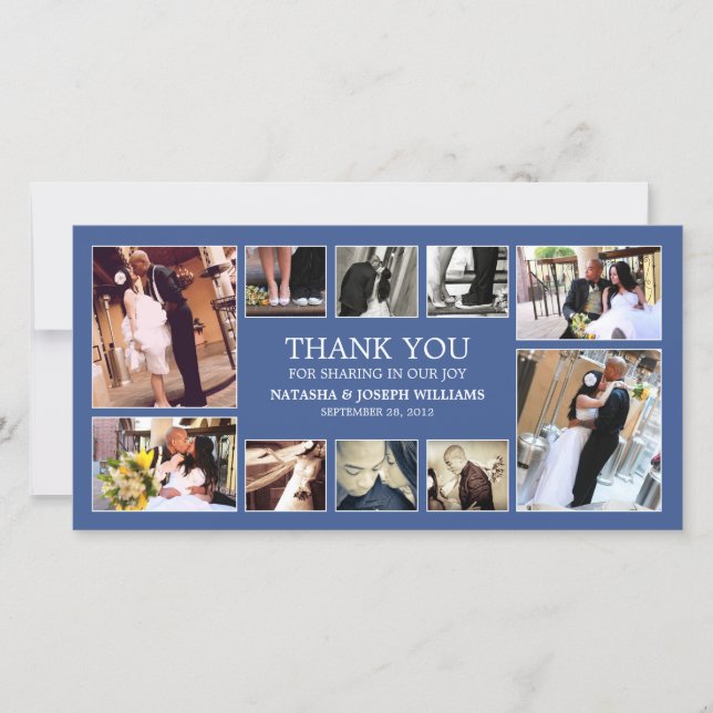 NAVY BLUE COLLAGE | BODA GRACIAS TARJETA (Anverso)