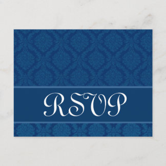 Navy Blue Diamond Damask Wedding RSVP Grande
