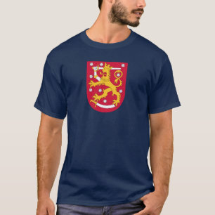 NAVY BLUE Finlandia Escudo de armas camiseta
