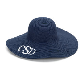 Navy Blue Floppy Beach Gorra con Monograma Blanco