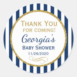 Navy Blue Gold Baby Shower Gracias Etiqueta De Fav