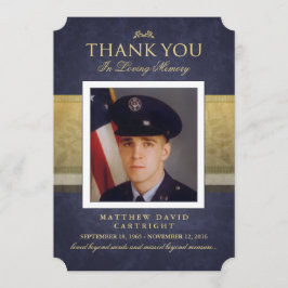 Navy Blue & Gold Elegance Gracias Tarjeta Memorial