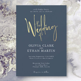 Navy Blue Gold Elegant Invitación moderna y sencil