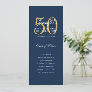 Navy Blue Gold Programa de cumpleaños número 50 co