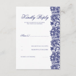 Navy Blue Lace Wedding RSVP