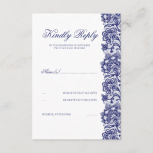 Navy Blue Lace Wedding RSVP
