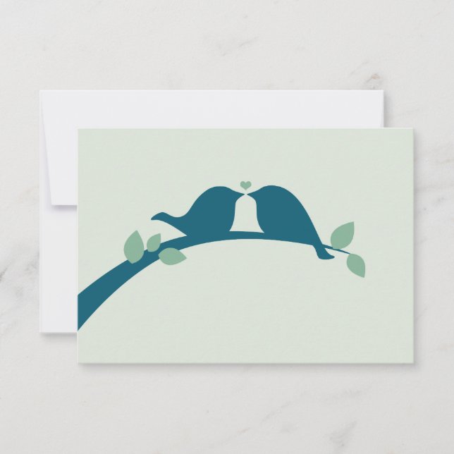 Navy Blue Love Birds Wedds RSVP (Anverso)