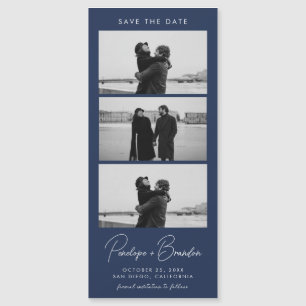 Navy Blue Modern Photo Strip Magnetic Boda
