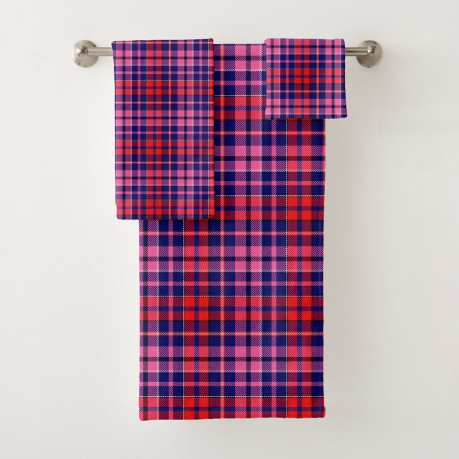 Navy Blue Red Pink Plaid Tartan Design  (In situ)
