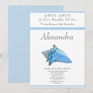 Navy Blue Seahorse Ahoy es un chico Baby Shower