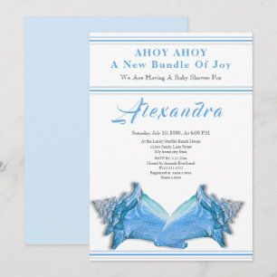 Navy Blue Seahorse Ahoy es un chico Baby Shower