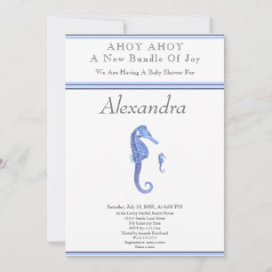 Navy Blue Seahorse Ahoy es un niño Baby Shower
