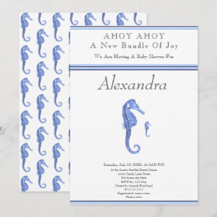Navy Blue Seahorse Ahoy es un niño Baby Shower