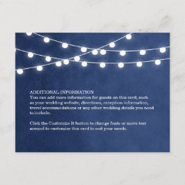 Navy Blue String Lights Boda Insertar tarjeta