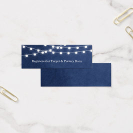 Navy Blue String Lights Boda Insertar tarjeta