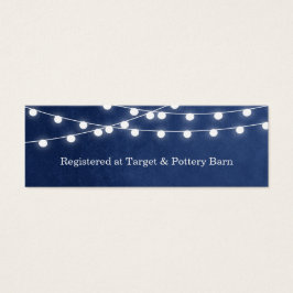 Navy Blue String Lights Boda Insertar tarjeta