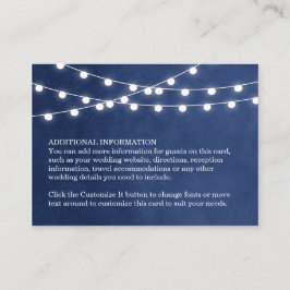 Navy Blue String Lights Boda Insertar tarjeta